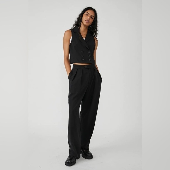 Free People Gabbie Vest Suit Spring Tux Black Set Sz6 NWOT - Picture 1 of 10